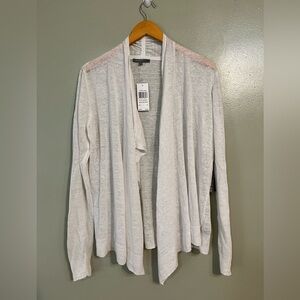 Retro-ology Womens Linen Blend Open White Cardigan Sweater Knit Size M NWT